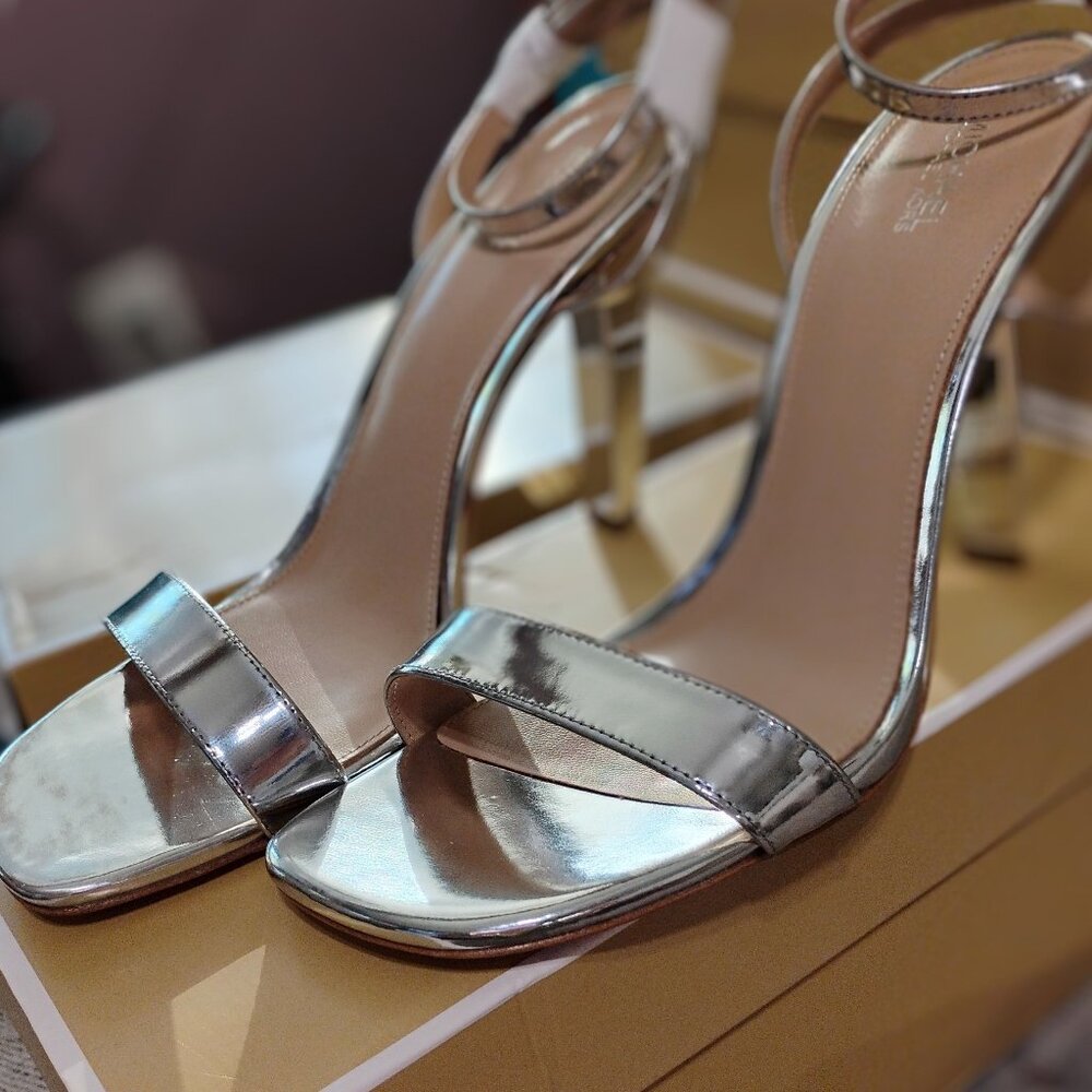 Michael Kors Halle Metallic silver sandal-NEW